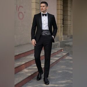 Giorgio Armani Elegant Black Men’s Tuxedo Suit – Full Set – Made in Italy